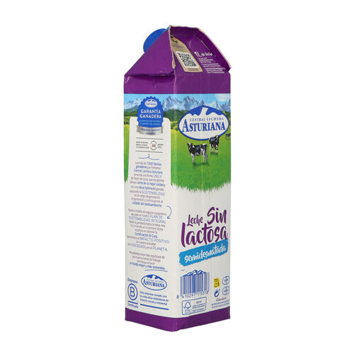 LECHE SIN LACTOSA SEMIDESNATADA CENTRAL LECHERA ASTURIANA 1L image number