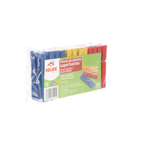 PINZAS PLASTICO EXTRA FUERTE SELEX 24uds image number