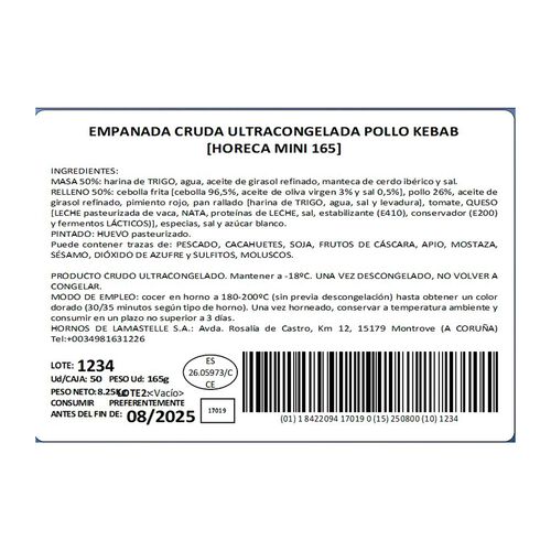 EMPANADA DE POLLO SABOR KEBAB 165g image number