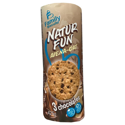 Galletas Natur Fun Avena-Oat 3 chocolates FAMILY BISCUITS 425g image number