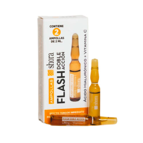 Ampollas flash doble acci&oacute;n acido hialur&oacute;nico+Vitamina C SHORA 2x2ml image number