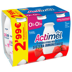 Bebida l&aacute;ctea desnatada con fresa ACTIMEL 6x100ml
