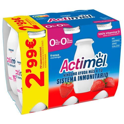 Bebida l&aacute;ctea desnatada con fresa ACTIMEL 6x100ml image number
