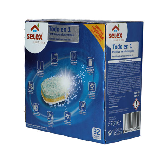 LAVAVAJILLAS PASTILLAS SELEX TODO EN 1 30LAVADOS image number