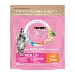PIENSO PARA GATO JUNIOR RICO EN POLLO Y CERALES PURINA ONE 450g