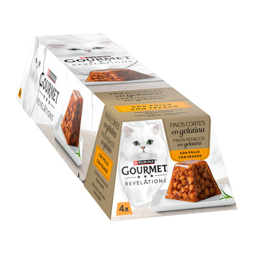 Comida h&uacute;meda para gato adulto gelatina con pollo GOURMET revelations 4x57g image number