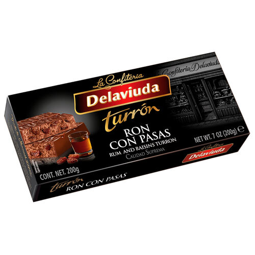 Turr&oacute;n de ron con pasas DELAVIUDA 200g image number
