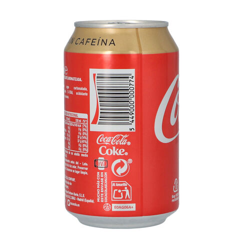 COCA COLA SIN CAFEINA LATA 33cl image number