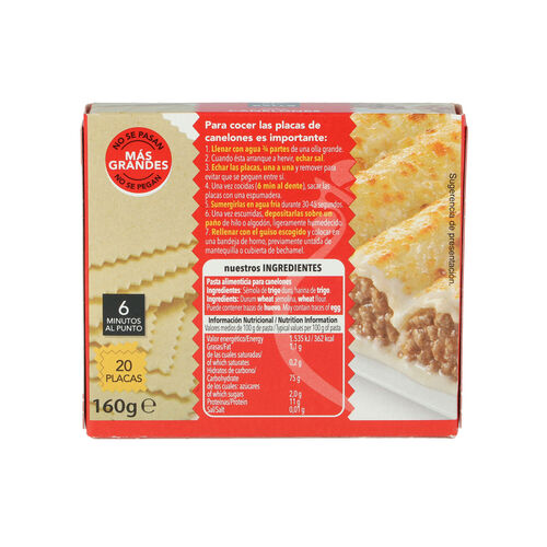 CANELONES GALLO 160g 20 PLACAS image number