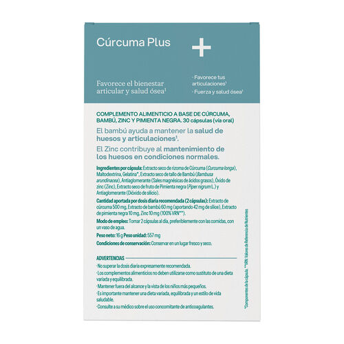 C&uacute;rcuma con silicio y zinc VIVE PLUS 30 c&aacute;psulas image number