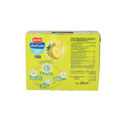 BEBIDA DE ZUMO DISFRUTA JUVER PIÑA PACK 6x200ml image number