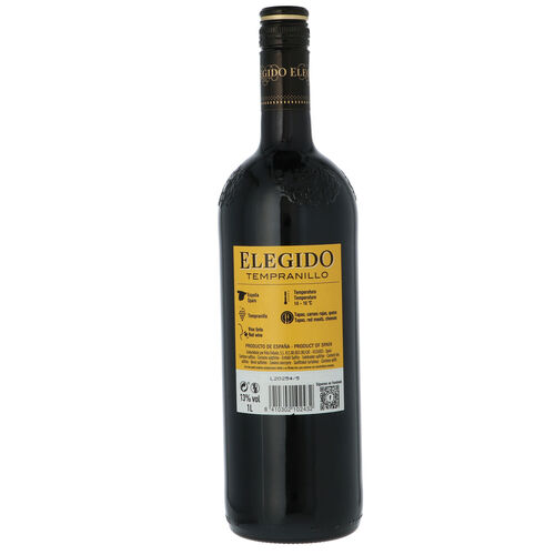 Vino tinto ELEGIDO tempranillo botella 1L image number
