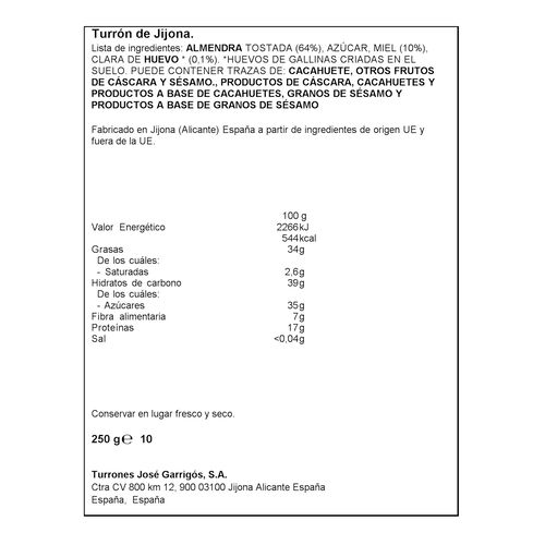 Turr&oacute;n de Jijona Calidad Suprema ALTEZA 250g image number